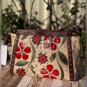 Brahmin Sandstorm Ladybird Hillary Crossbody Lady Bugs Flowers Red Cream